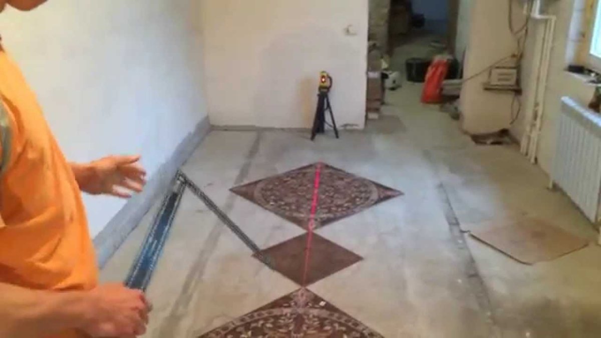 Схема укладки плитки на пол по диагонали со смещением