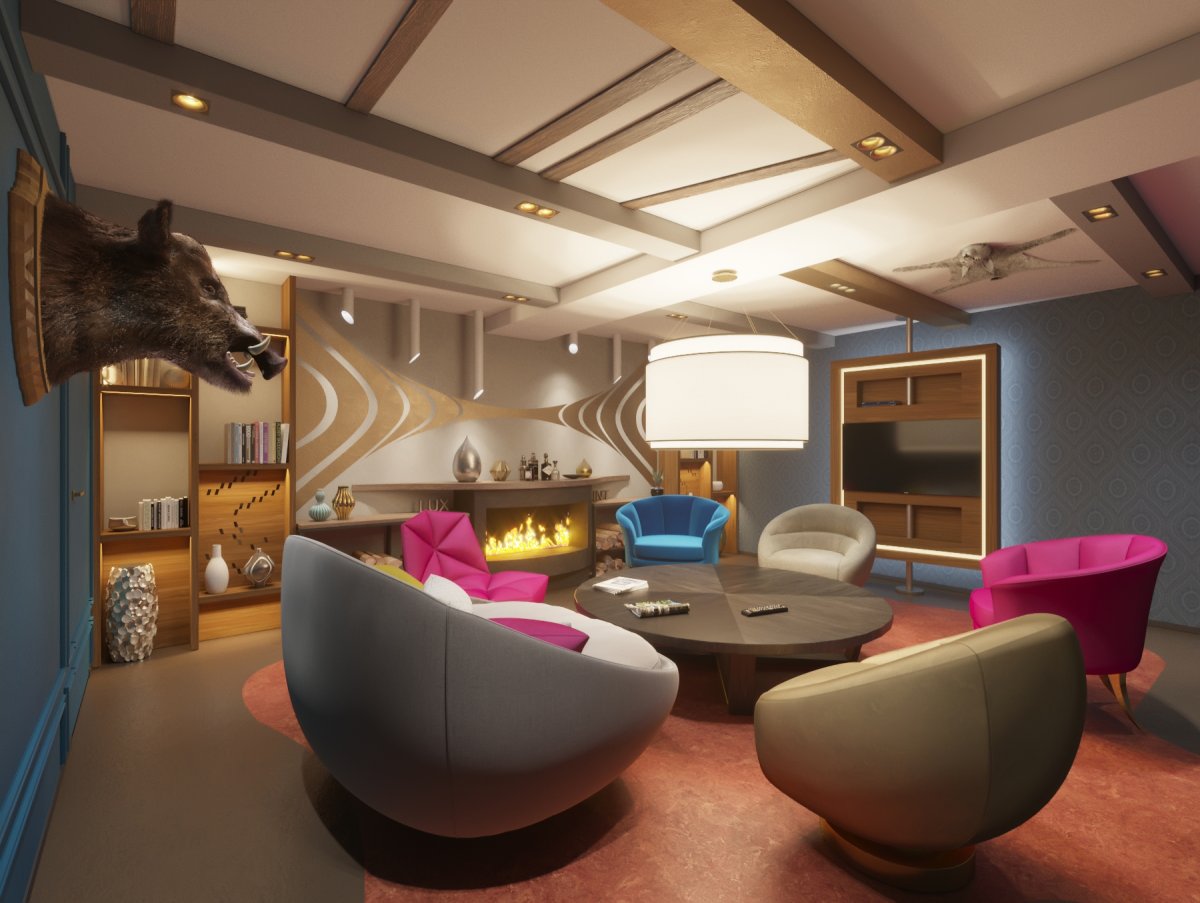 Биокамин на мансарде