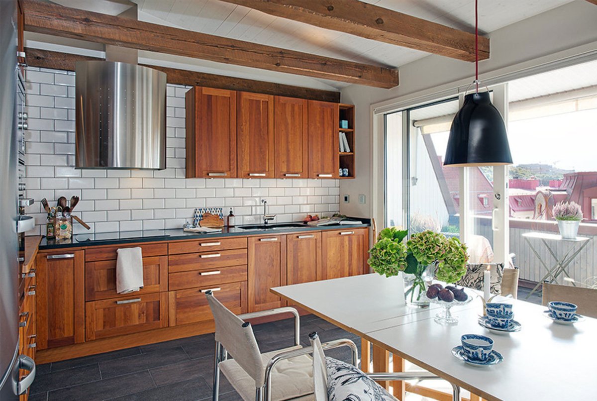 Кухня в скандинавском стиле дерево