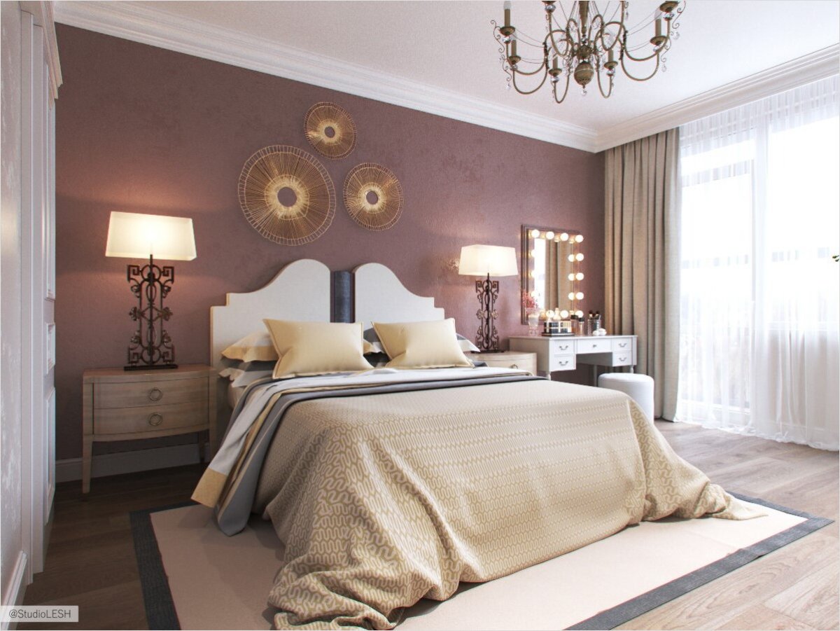 Спальня в оливковых тонах