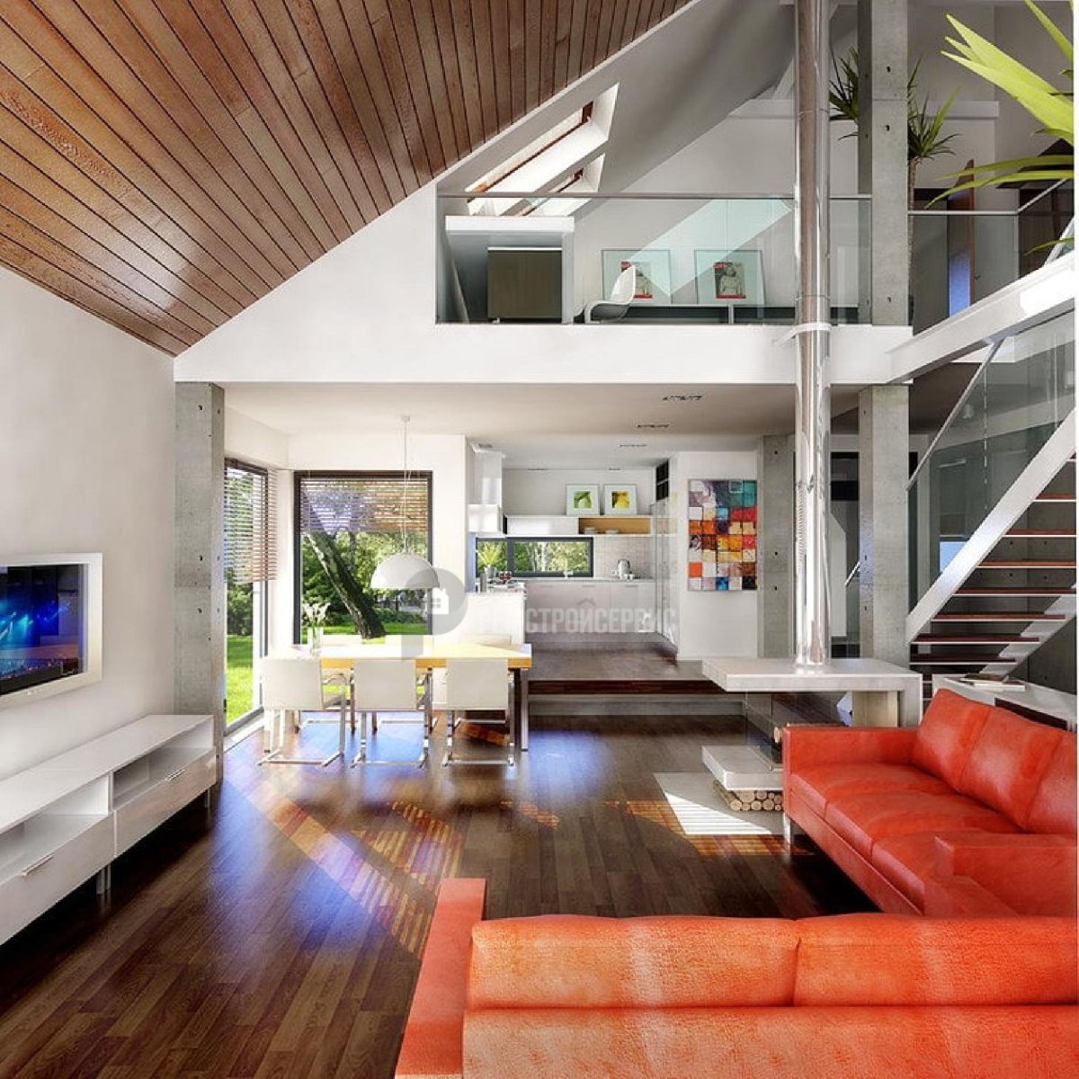 Дом в стиле барнхаус с мансардой