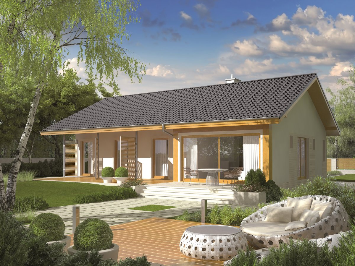 Дом с четырехскатной крышей и мансардой