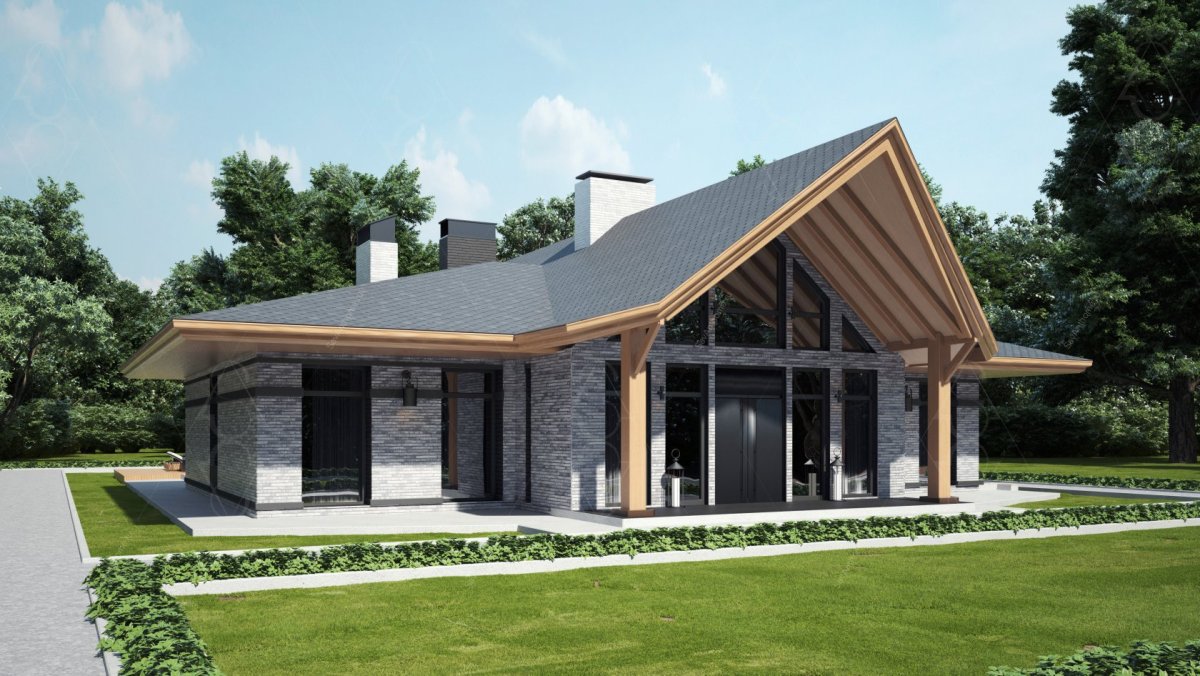 Готовые проекты одноэтажных домов с четырёхскатной крышей