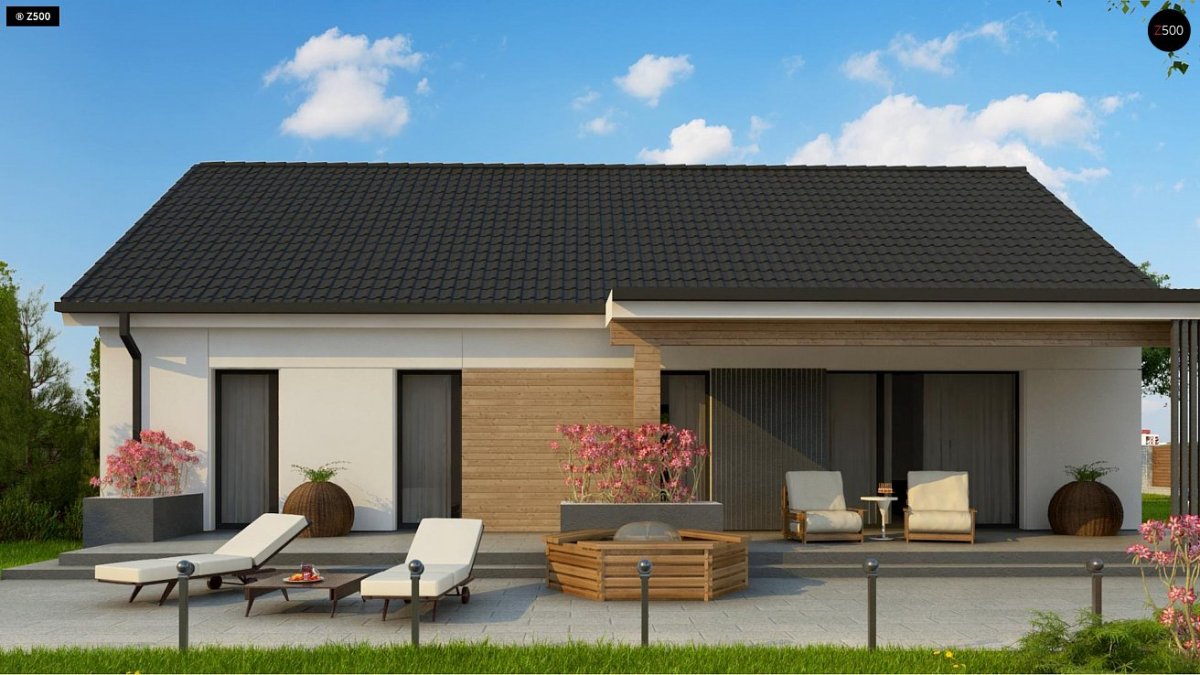 Одноэтажный дом с террасой