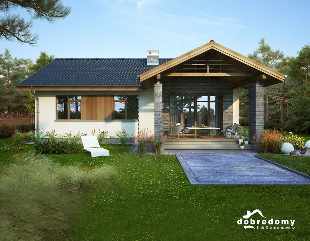 Одноэтажные дома с гаражом и террасой