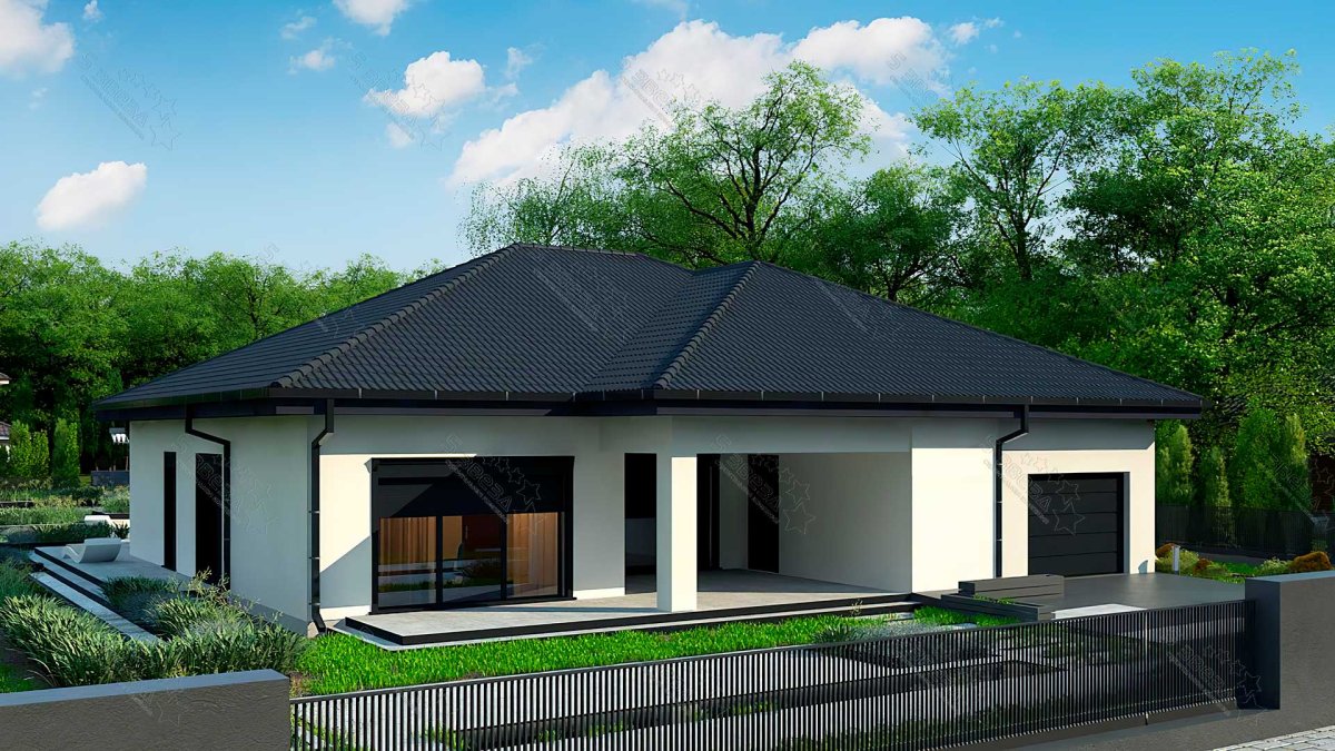 Одноэтажный дом 10х10 с террасой