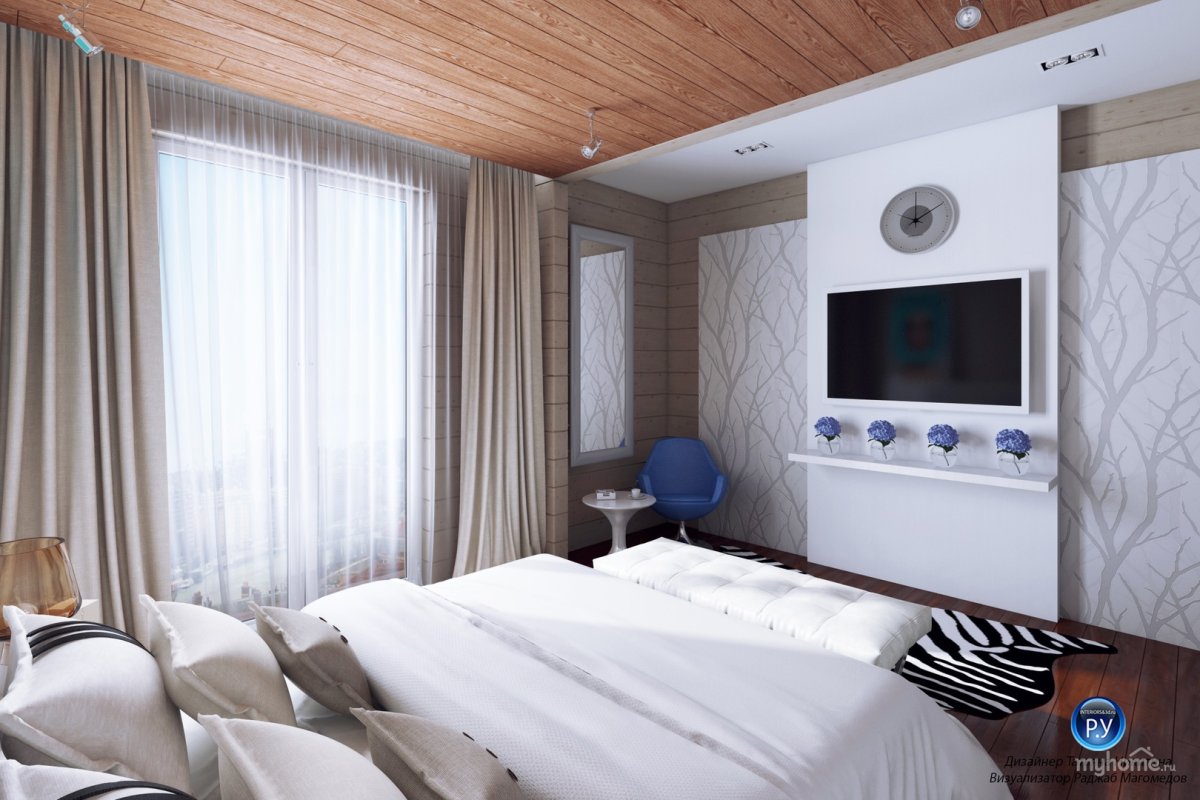 Спальня с красными акцентами