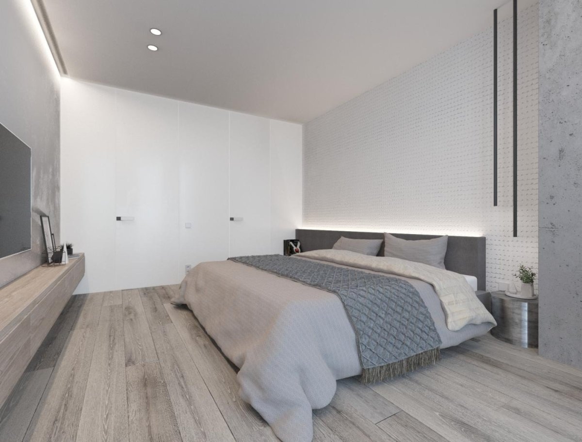 Бежевая спальня в стиле Минимализм