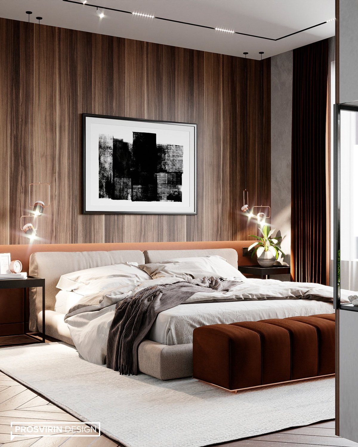 Спальня в кофейно-молочных тонах