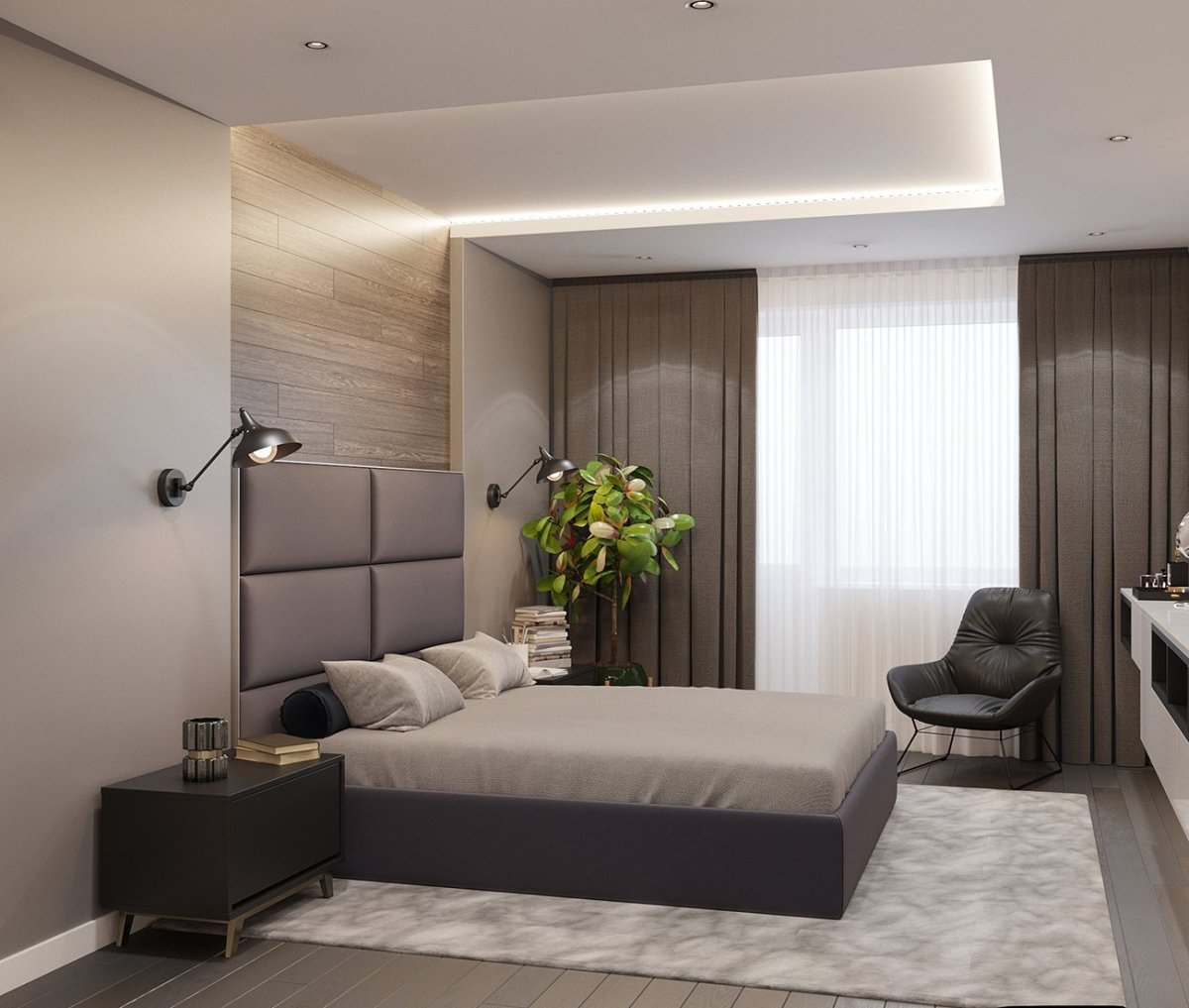 Интерьер спальни 70 кв
