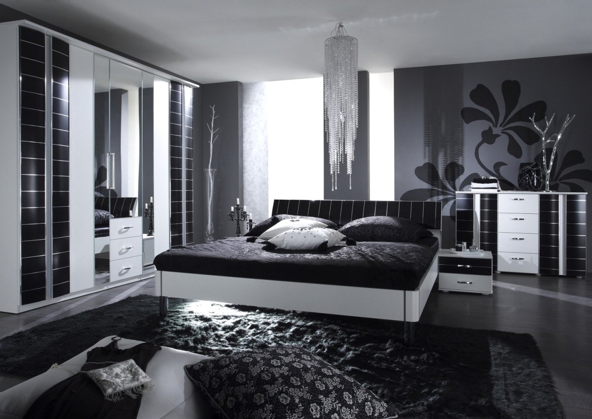 Спальня в черно белых тонах