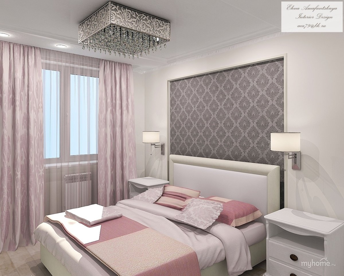 Спальня в серо розовых тонах