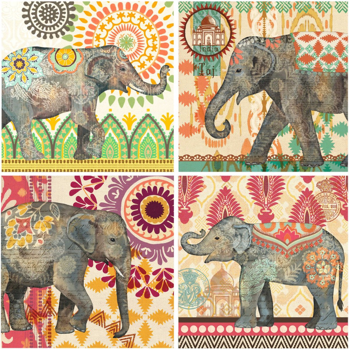 Индийский орнамент со слонами