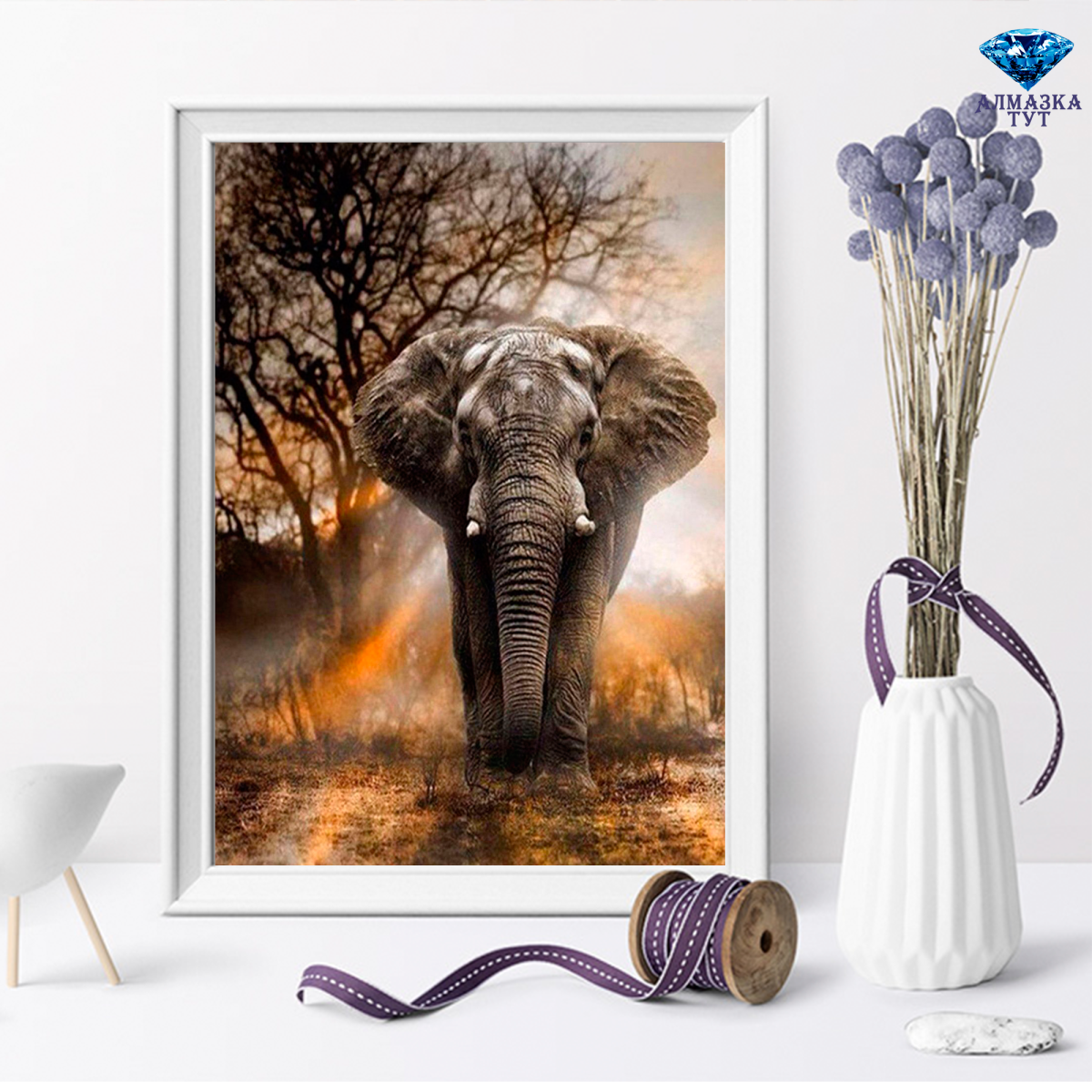Алмазная живопись слон