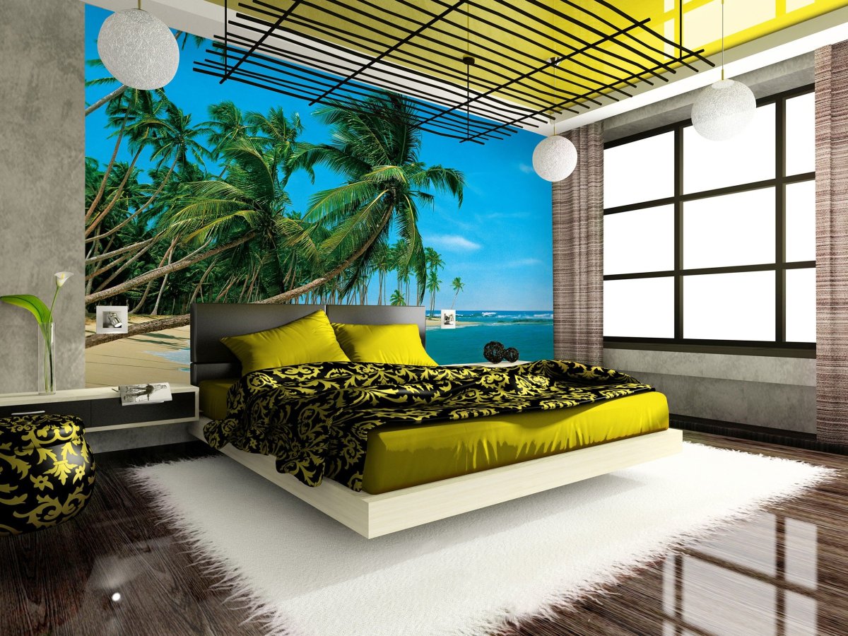 Пальма в интерьере гостиной