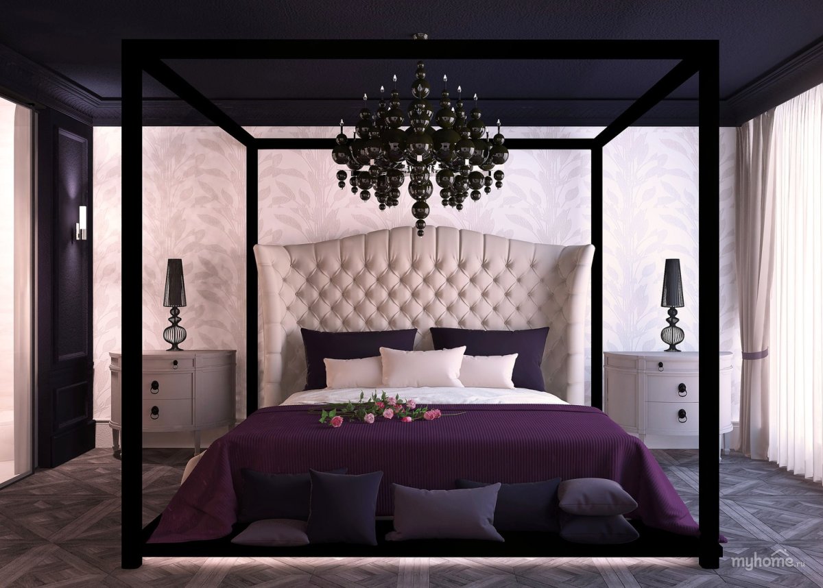 Огромная спальня в особняке для молодоженов