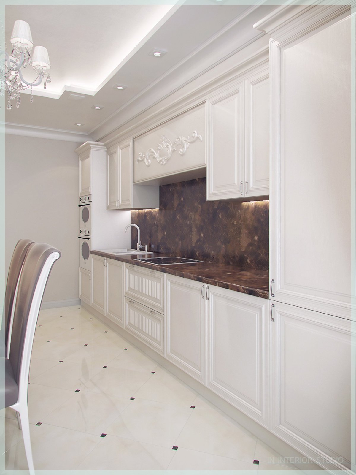 Белая Неоклассика кухня Неоклассика