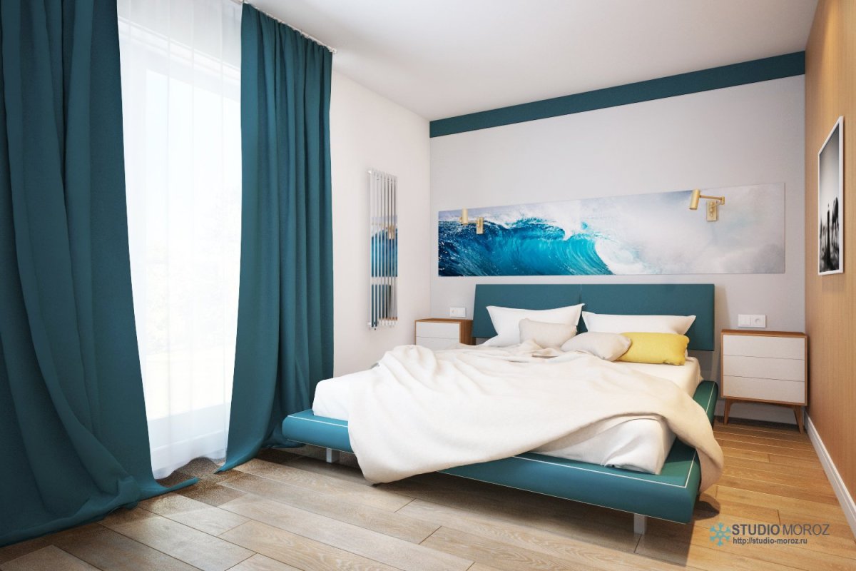 Спальня в цвете морской волны