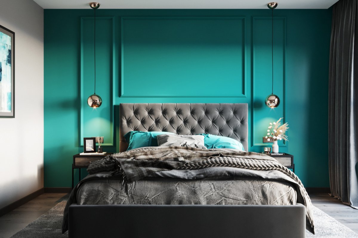 Спальня в цвете Тиффани