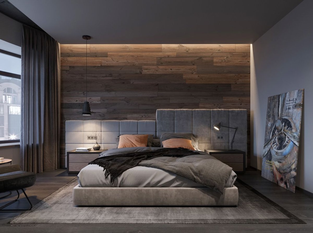 Спальня в брутальном стиле