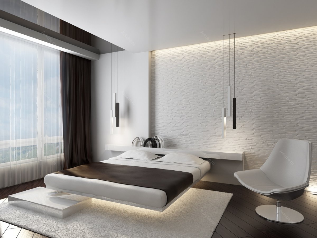 Черно белая спальня