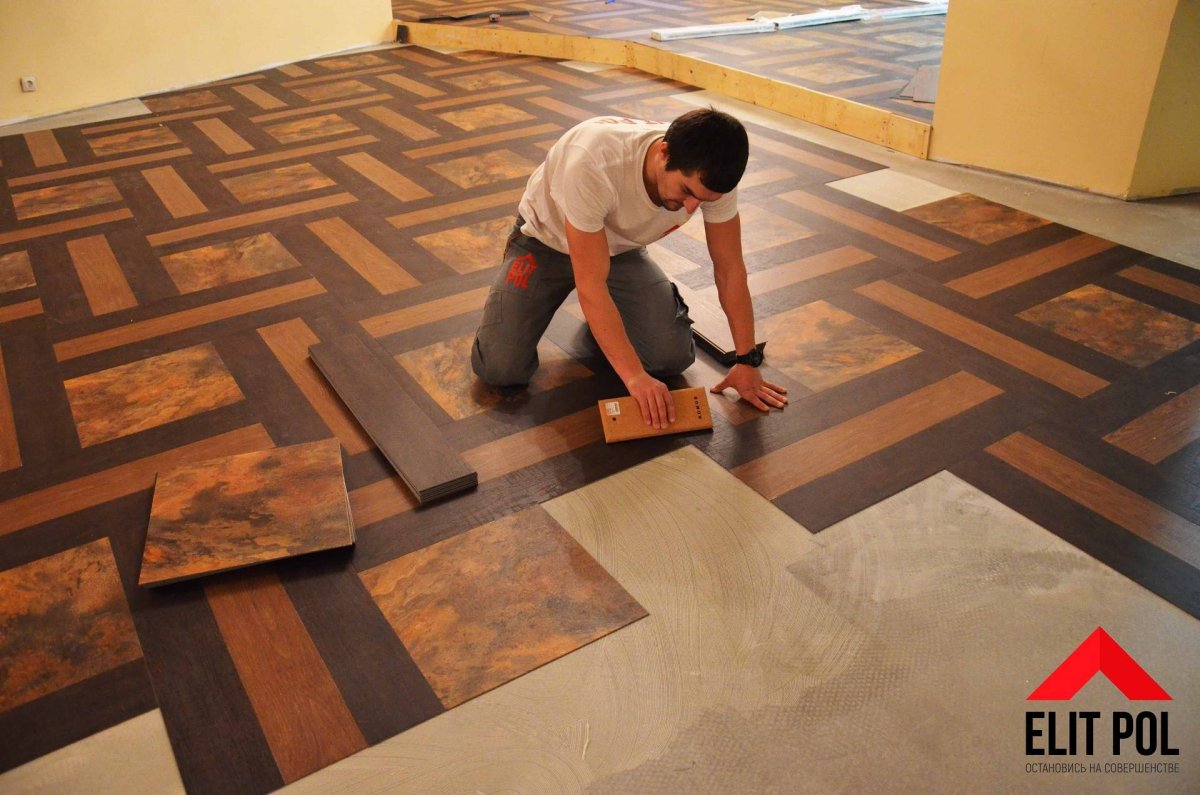 ПВХ-плитка для пола укладка