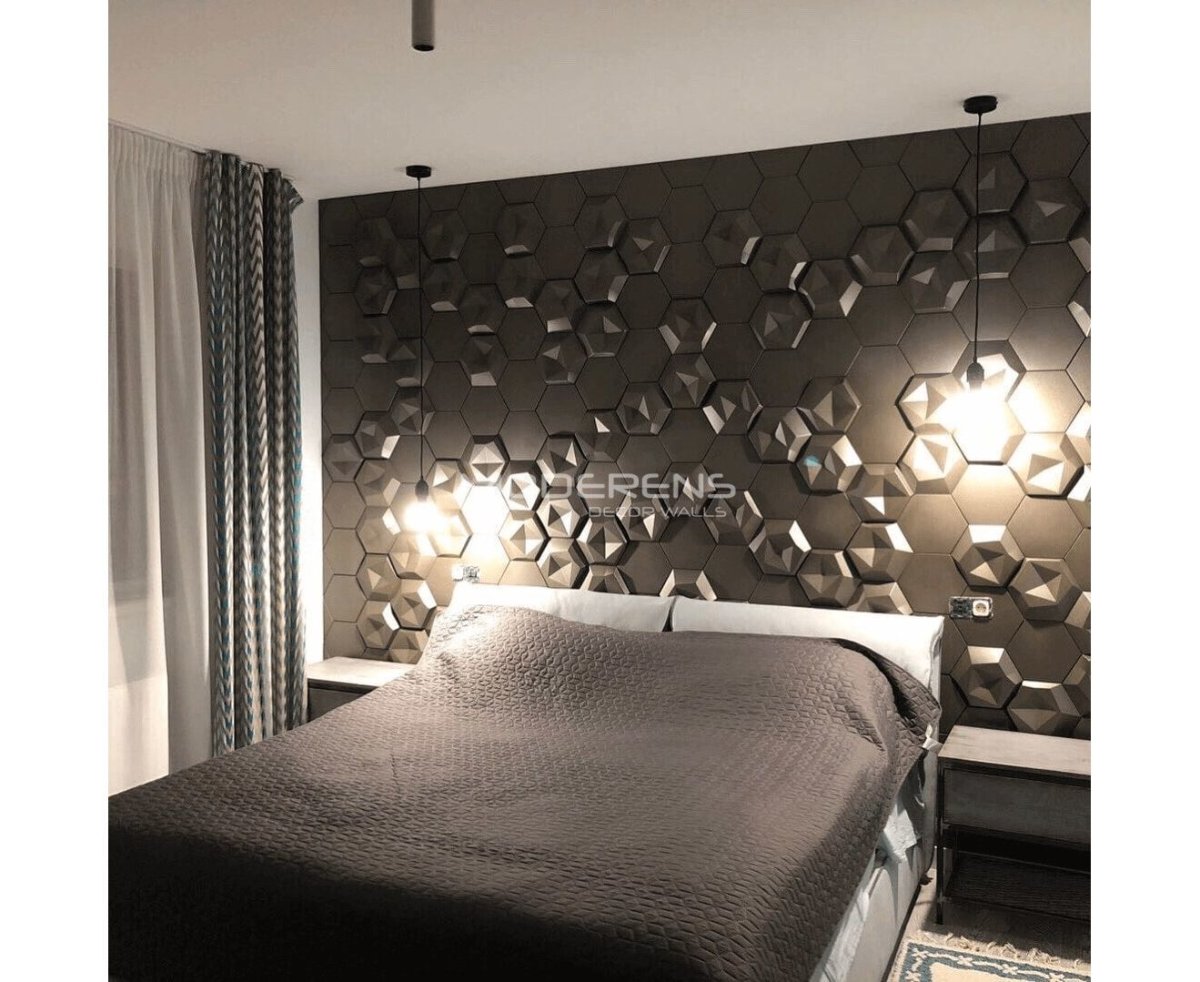 Гипсовые панели в спальне