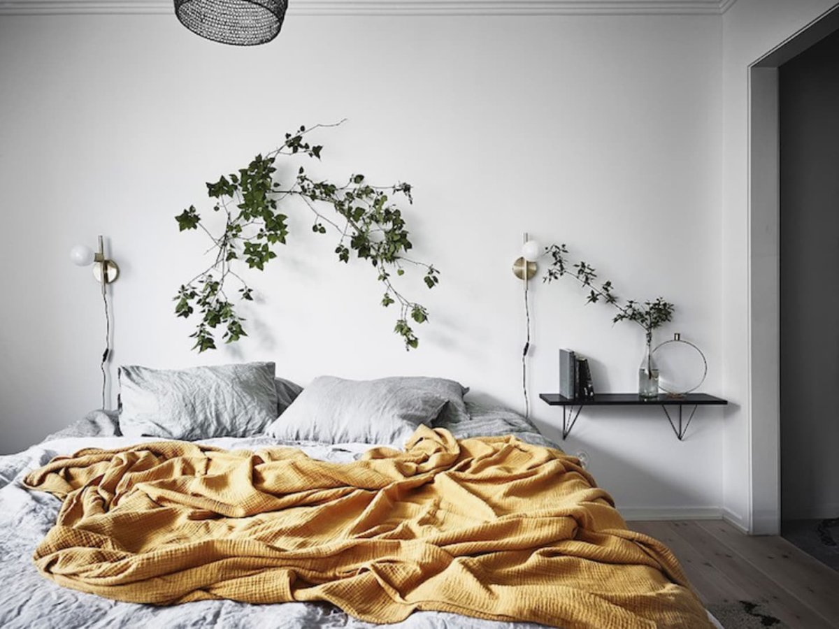 Эстетика растений спальни Скандинавский