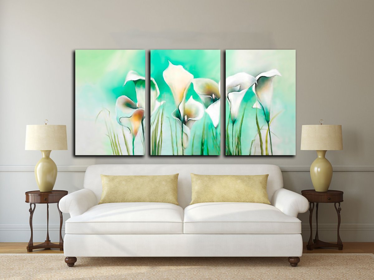 Модульная картина в интерьере спальный