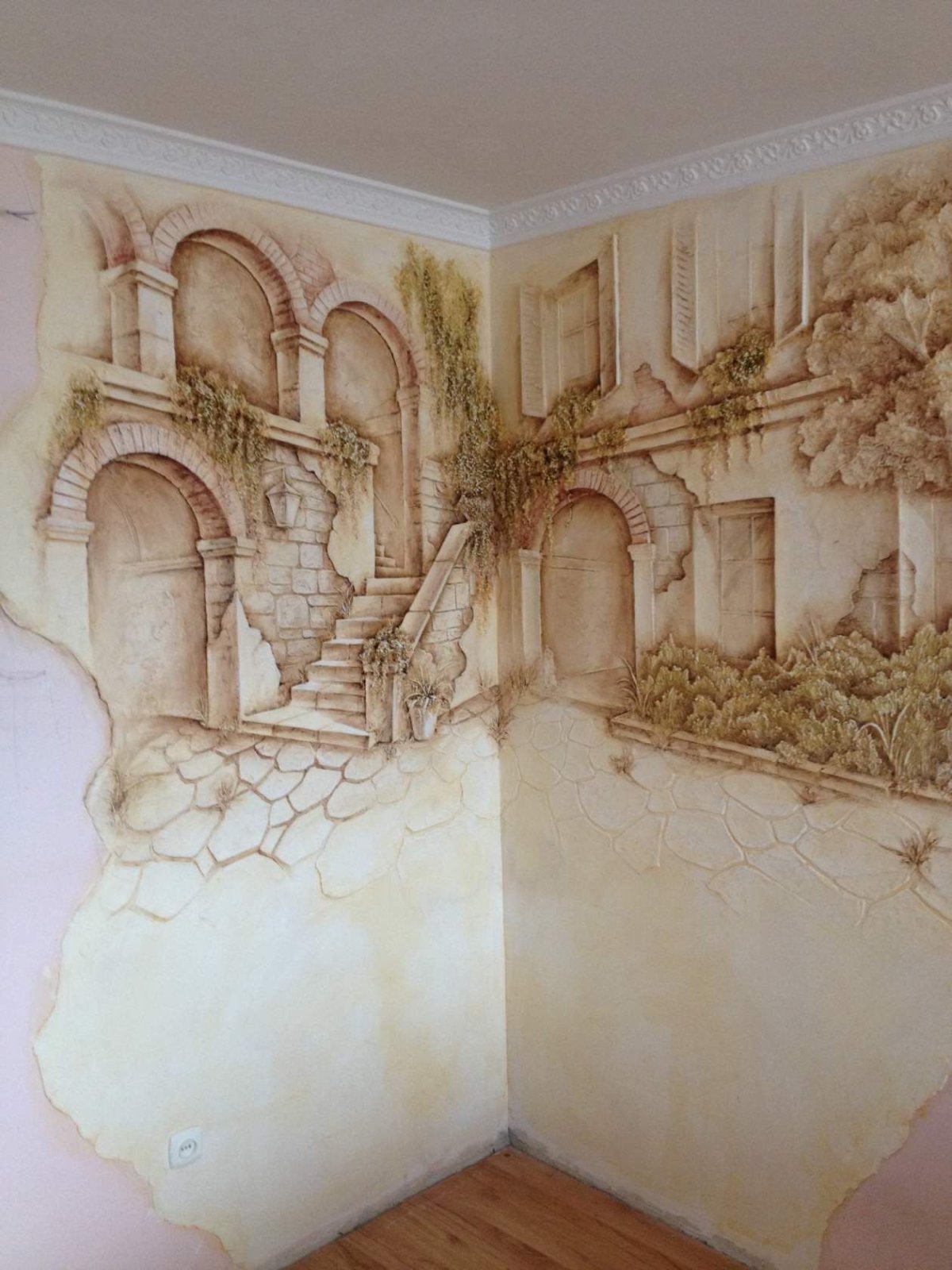 Барельеф в интерьере спальни