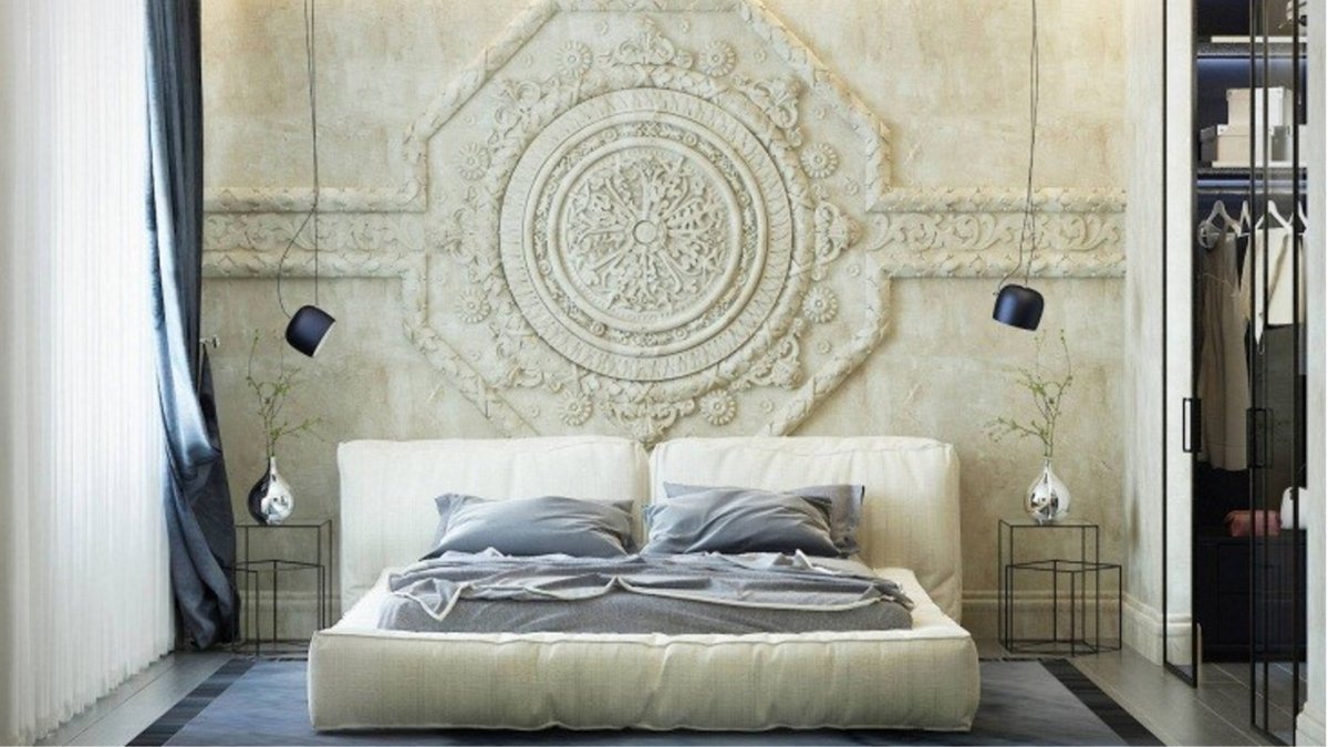 Барельеф цветы на стене