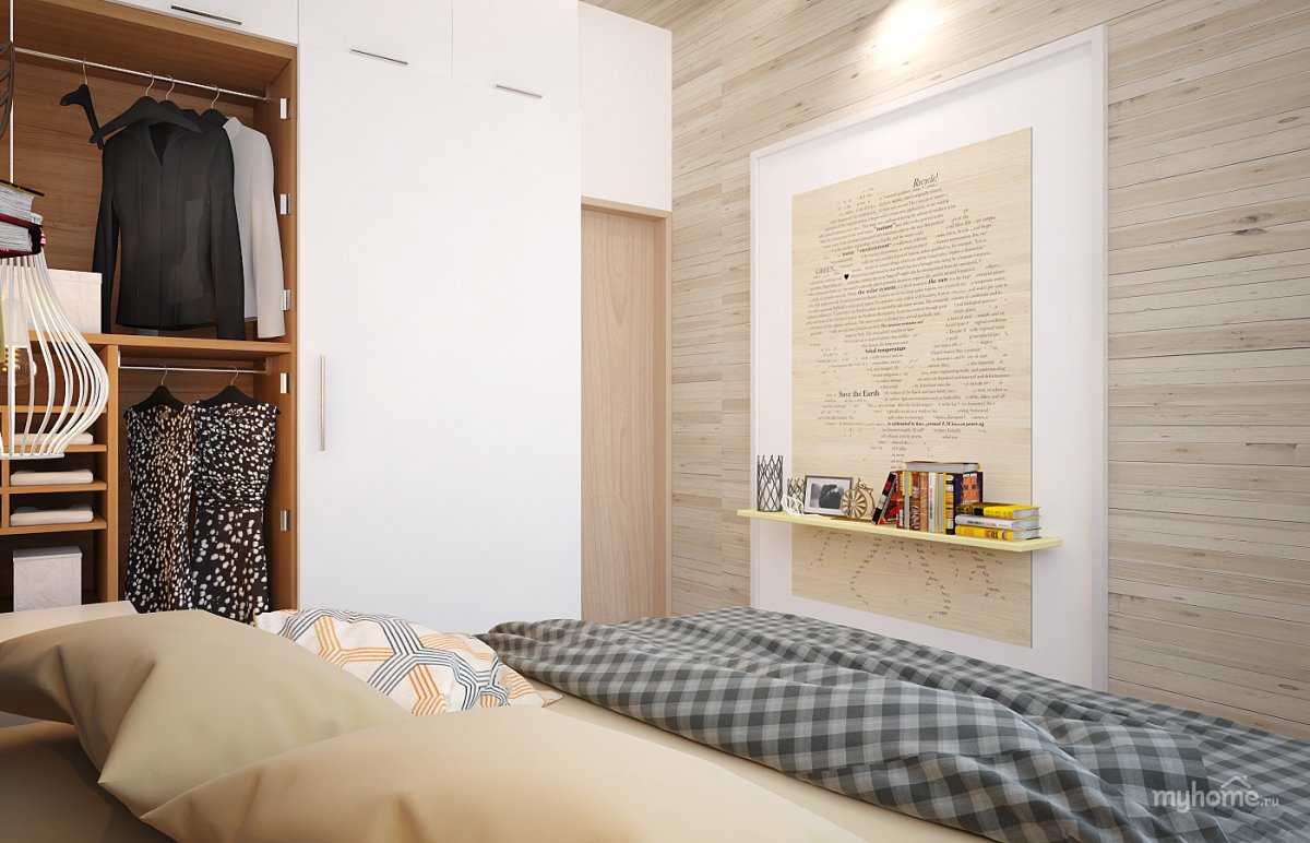 Спальня мансарда дерево Сканди
