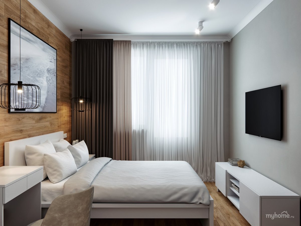 Спальня лофт в темных тонах