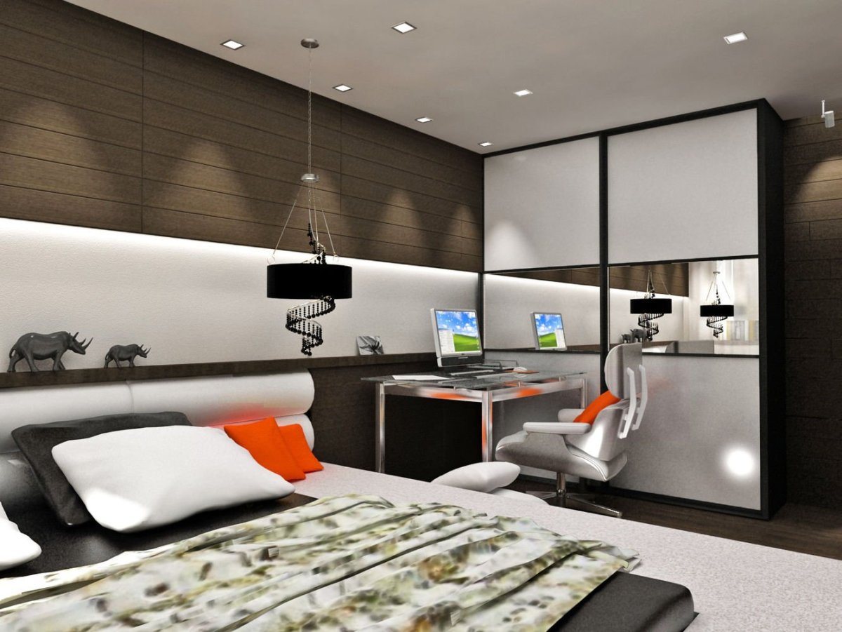 Спальня в стиле лофт 12 кв м