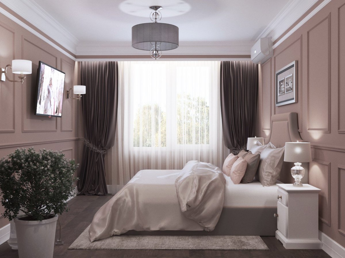 Спальня в светло розовых тонах
