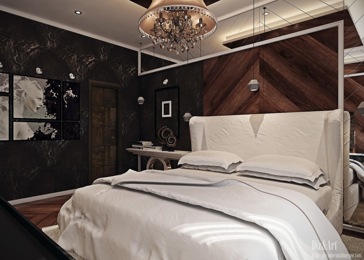 Темная спальня арт деко