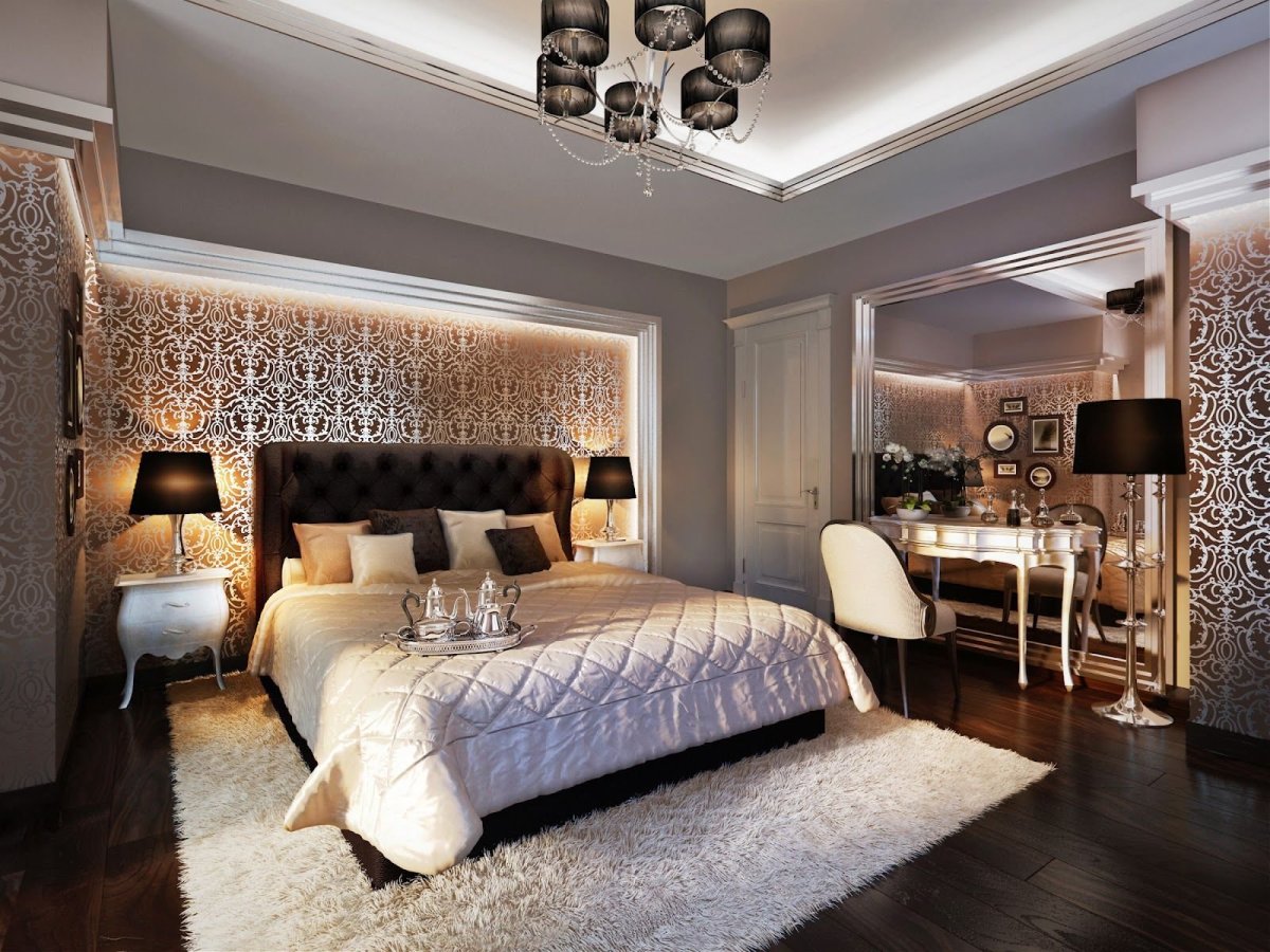 Красивые спальни в стиле арт деко