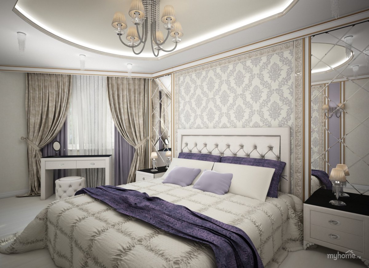 Спальня арт деко в светлых тонах
