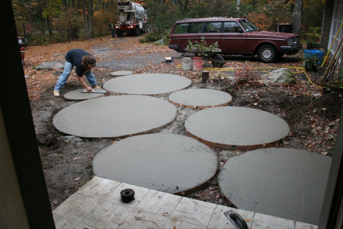 Бетонные круги для дорожек