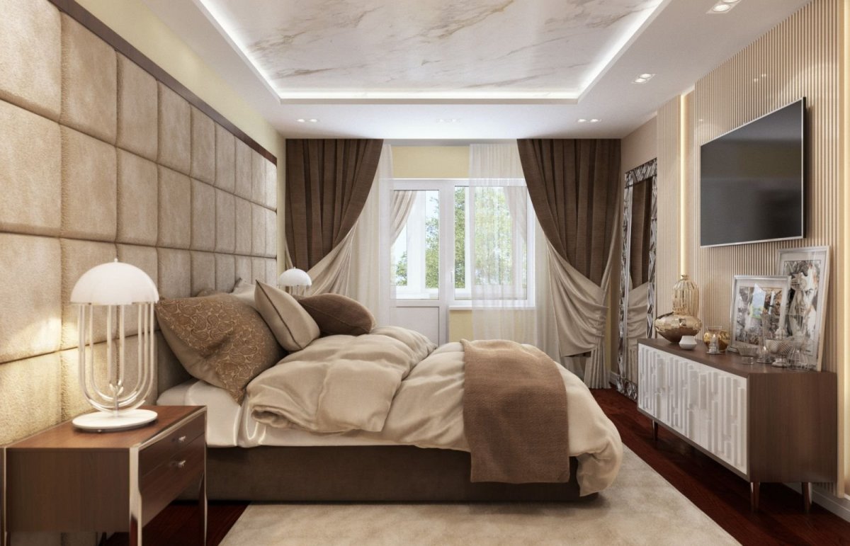 Интерьер квадратной спальни
