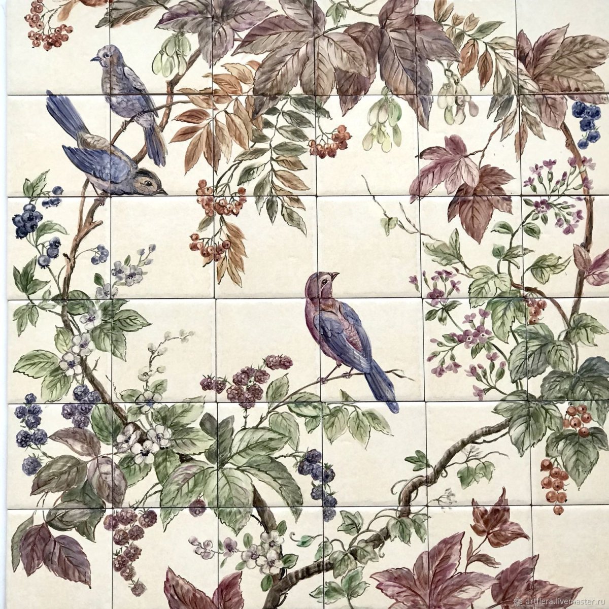 Керамическая плитка с птичками и цветами
