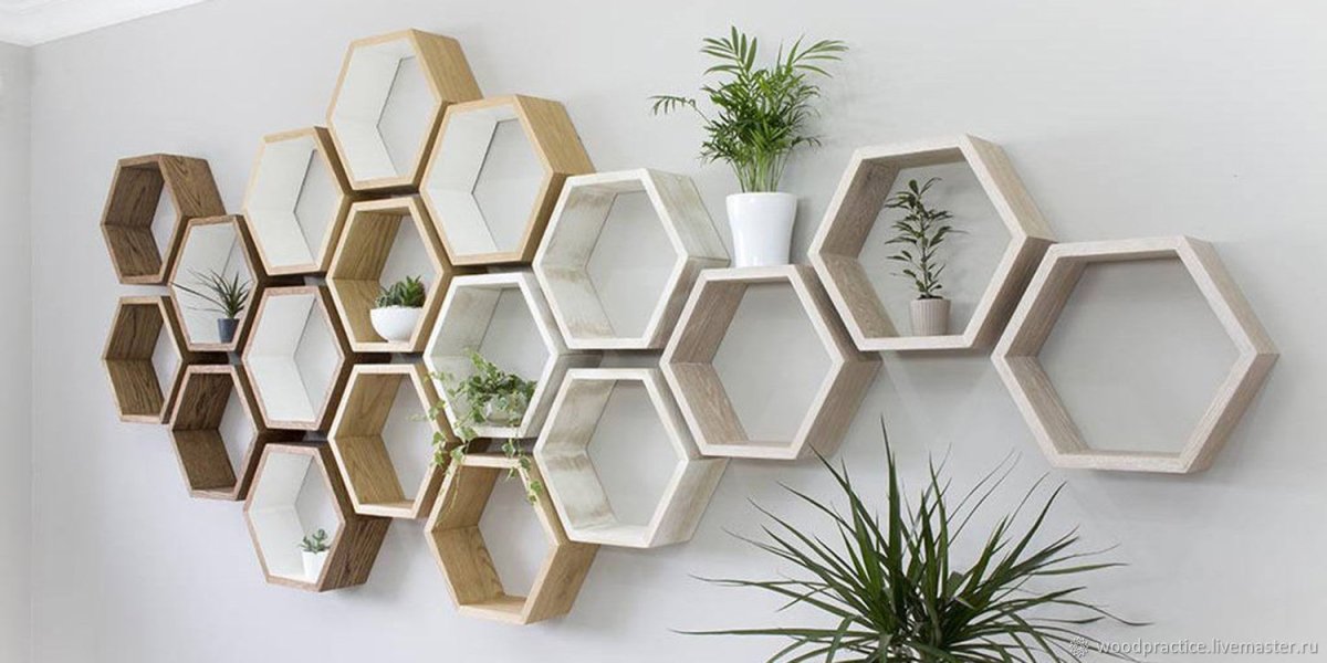 Полки соты на стену