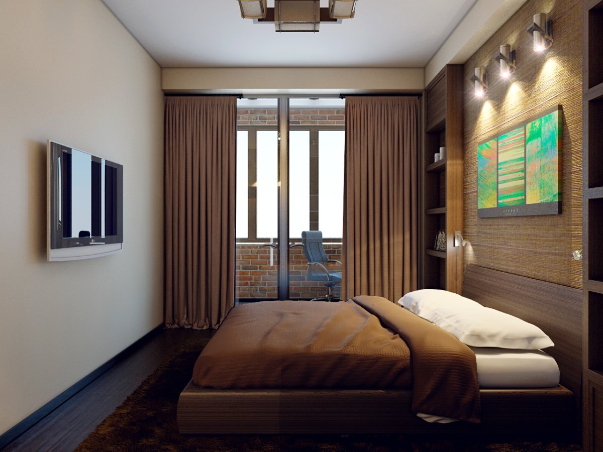 Дизайн узкой спальни
