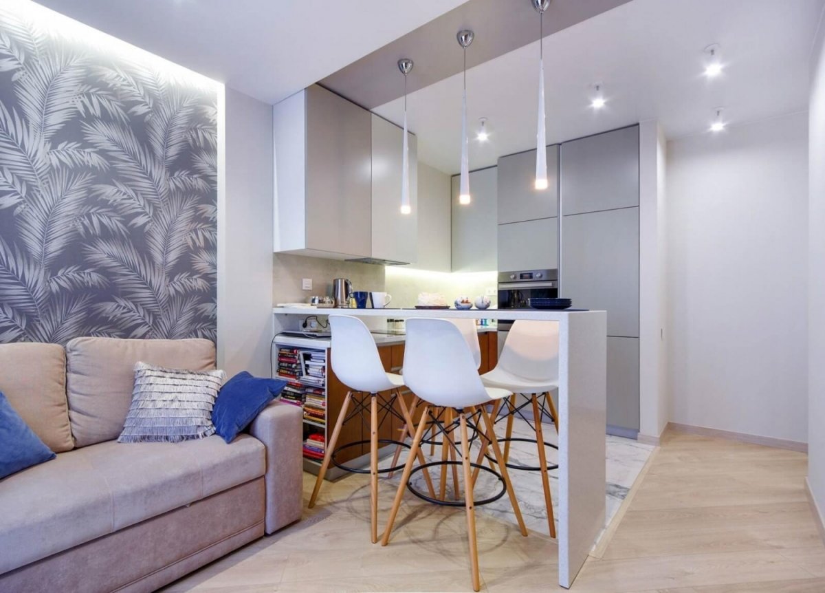 Интерьер в однокомнатной квартире 40 кв