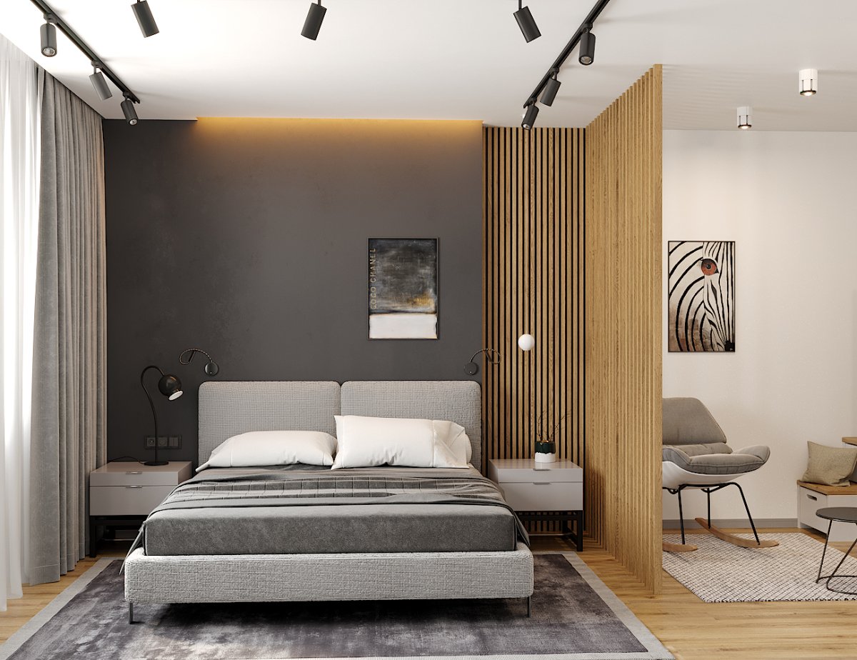 Разделение комнаты на гардеробную и спальню