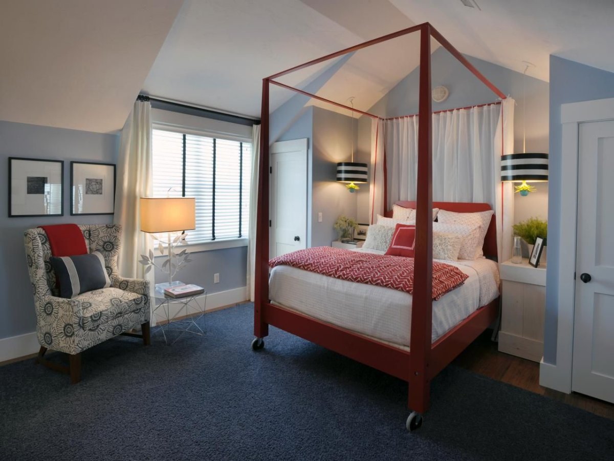 Скандинавский стиль Минимализм спальня с рабочим местом