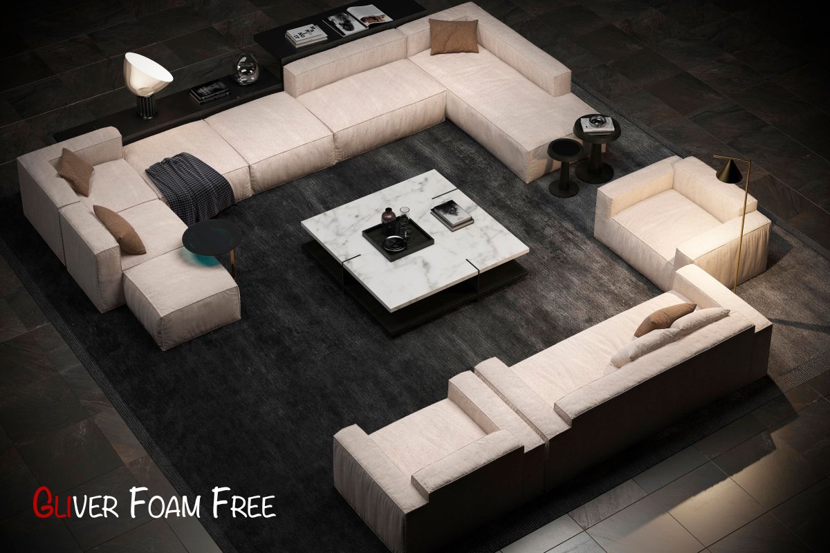 Модульный диван с пуфом