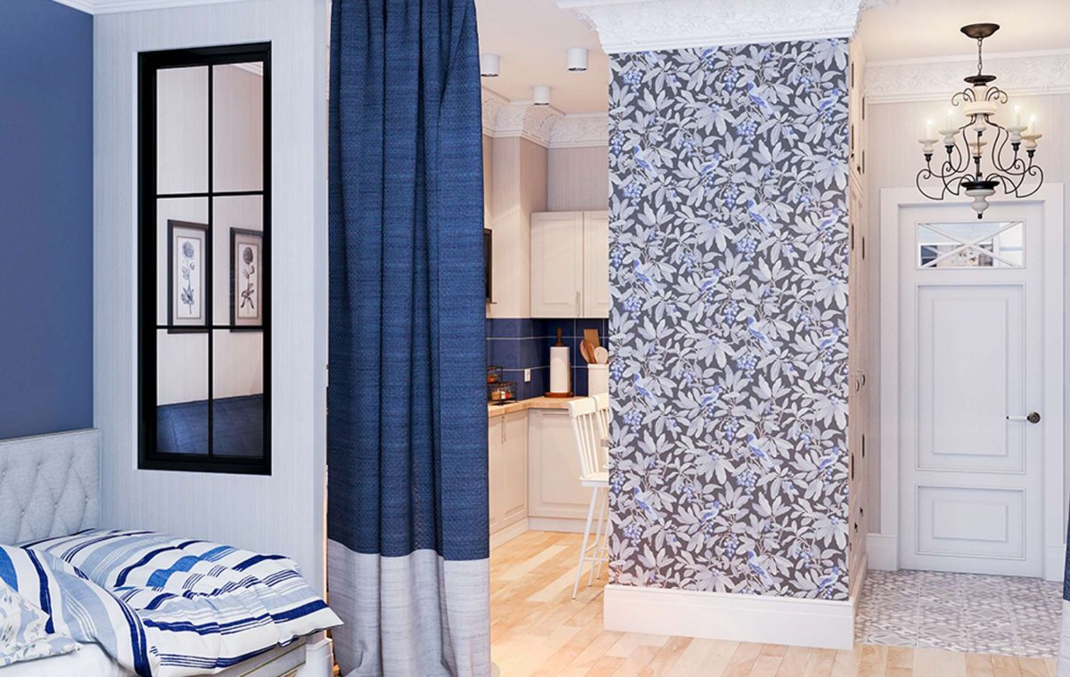 Разделение комнаты шторами