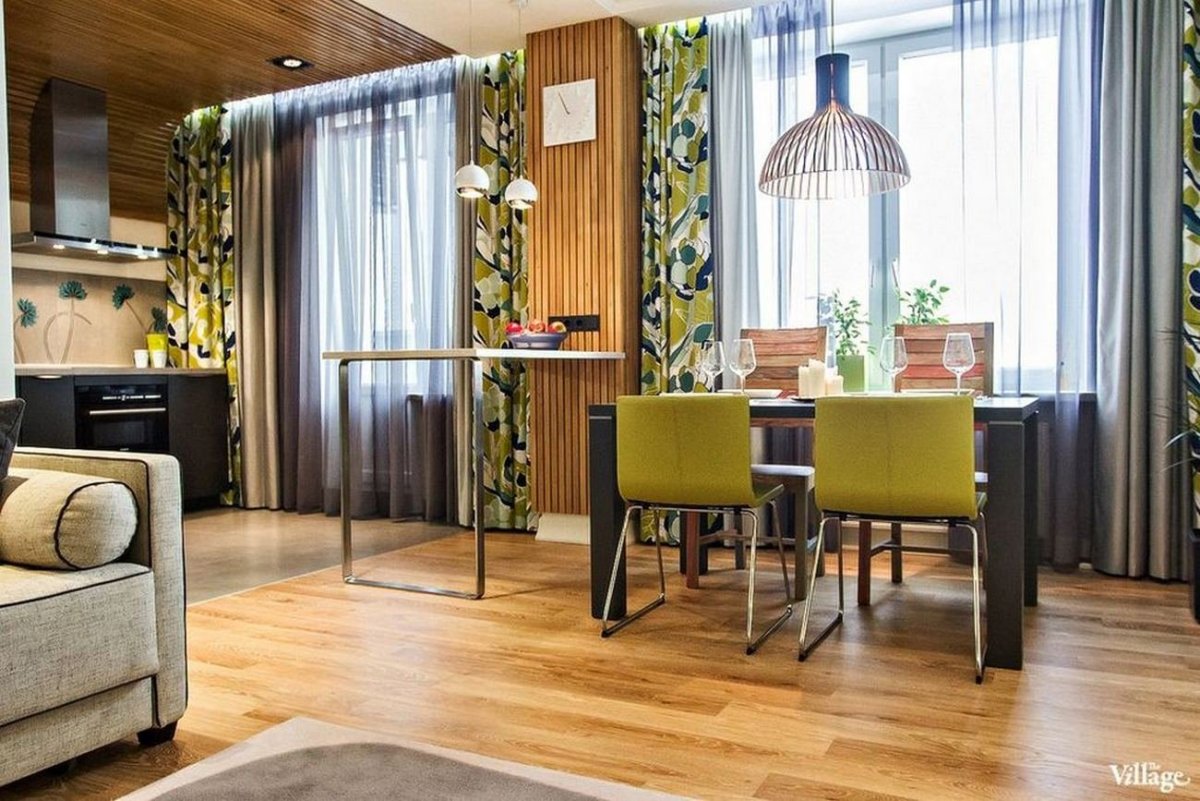 Зонирование шторами