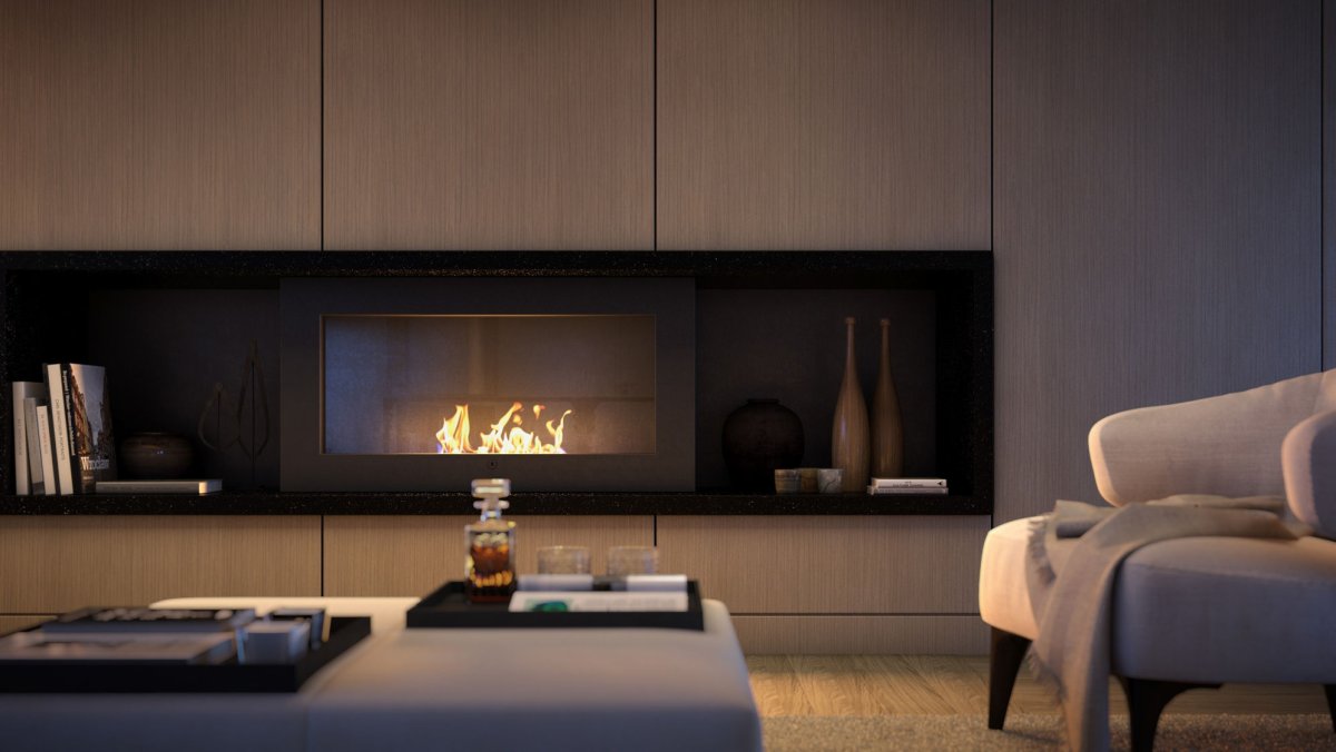 Шкаф с биокаминов в гостиную